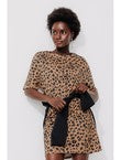 Robe T-shirt en Coton Femme - Marron Imprime
