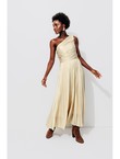 Robe Lamée One-shoulder - Jaune Uni Colore