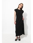 Longue Robe T-shirt Femme - Noir Uni Fonce