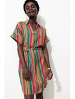 Robe Tunique Ceinturée Femme - Multicolore Imprime