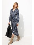 Robe Midi Satin Jacquard - Bleu Imprime
