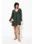Robe Courte Brodée Femme - Vert Uni Colore