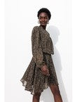 Robe Courte en Voile Fleuri - Noir Imprime