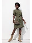 Robe-chemise Léopard Femme - Kaki Uni Fonce