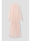 Robe Longue Volantée Femme - Rose Uni Colore