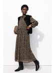 Longue Robe en Voile Fleuri - Noir Imprime