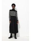 Robe-pull 2 en 1 - Noir Raye