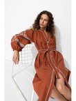 Robe-chemise Brodée Femme - Marron Uni Clair