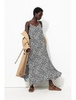 Robe Longue à Fines Bretelles - Noir Imprime