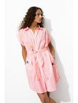 Robe-chemise Rayée Brodée - Rose Raye