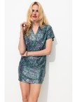 Robe Courte à Paillettes Femme - Bleu Imprime