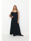 Robe Longue à Bretelles Femme - Bleu Uni Fonce
