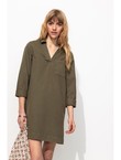Robe Col Vareuse Léopard - Kaki Uni Fonce
