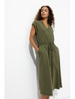 Robe Midi en Jersey Femme - Kaki Uni Fonce