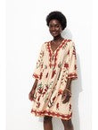 Robe Baby Doll Imprimée Femme - Naturel Imprime