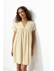 Robe Courte Babydoll Femme - Naturel Uni Clair