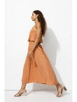 Robe Longue Brodée Femme - Marron Uni Fonce