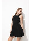 Robe Courte sans Manches Femme - Noir Uni Fonce