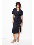 Robe Midi Éco-conçue - Bleu Uni Fonce