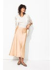 Jupe Mi-longue en Satin Uni - Naturel Uni Clair