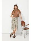 Jupe Midi Léopard Femme - Naturel Imprime