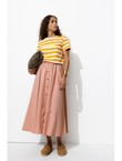 Jupe Midi Évasée en Lyocell - Rose Uni Colore