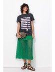Jupe Longue en Dentelle Femme - Vert Uni Colore