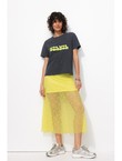 Jupe Longue en Dentelle Femme - Jaune Uni Colore