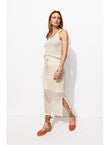 Jupe Midi en Maille Filet - Naturel Uni Clair