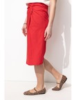 Jupe Midi en Coton Femme - Rouge Uni Colore