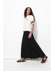 Jupe Midi Évasée Femme - Noir Uni Fonce