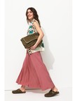 Jupe Midi Évasée Femme - Rose Uni Colore