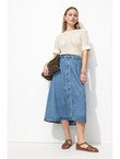 Jupe Midi en Lyocell Femme - Jeans Uni Clair