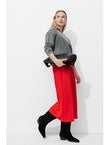 Jupe Midi en Satin Femme - Rouge Uni Colore