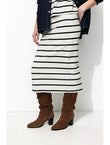 Jupe Midi Marinière Femme - Naturel Raye
