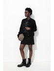 Mini-jupe Trapèze Femme - Noir Uni Fonce