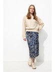 Jupe Midi Imprimée Femme - Bleu Imprime