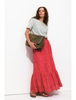Jupe Longue Broderie Anglaise - Rouge Uni Colore