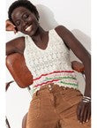 Pull-débardeur en Crochet - Multicolore Raye