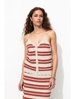 Débardeur Rayé en Maille Femme - Naturel Raye