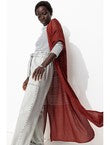 Long Gilet Ajouré Pailleté - Marron Uni Clair