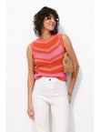 Pull au Crochet Bicolore Femme - Multicolore Raye