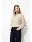 Pull Col Rond Femme - Naturel Uni Clair