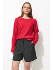 Pull Col Rond Femme - Rouge Uni Colore