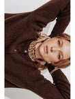 Cardigan Boutonné Femme - Marron Uni Fonce