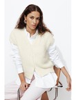 Cardigan sans Manches Femme - Naturel Uni Clair