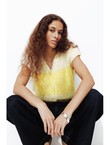 Cardigan sans Manches Femme - Jaune Uni Colore