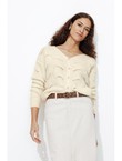 Cardigan Torsadé Femme - Naturel Uni Clair
