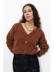 Cardigan Torsadé Femme - Marron Uni Fonce