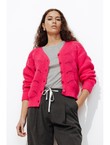 Cardigan Torsadé Femme - Rose Uni Colore